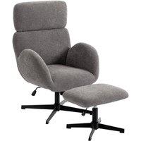 VOGREX Grey Swivel Rocking Accent Armchair with Footstool