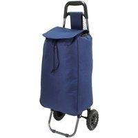 VOGREX Large Capacity Folding Wheeled Shopping Trolley Durable Bag in Blue