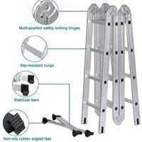 VOGREX 14 in 1 4.7m Aluminium Folding Multi-Purpose Platform Ladder in Silver