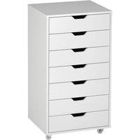 Havendro Mobile Filing Cabinet, 7-drawer File Cabinet with Wheels, White