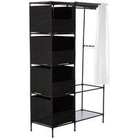 NESTLUNE Black Folding Canvas Closet Organizer with Hanging Rod Shelves | Size: 100 cm x 15 cm