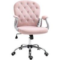 NESTLUNE Office Chair Velour Diamond Tufted Padded Ergonomic in Pink | Size: 100 cm x 15 cm