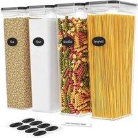 NESTLUNE 4pcs Pasta Airtight Plastic Storage Jars in Clear | Size: 100 cm x 100 cm