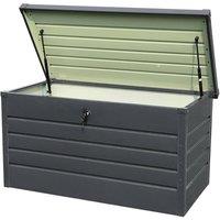 FLAVORA 400L-114X61X63cm Steel Garden Storage Box Large Outdoor in Black | Size: 0.6m2