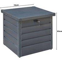 FLAVORA 200L-72X62X63cm Steel Garden Storage Box Large Outdoor in Grey | Size: 0.6m2