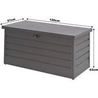 FLAVORA 350L-120X61X63cm Steel Garden Storage Box Large Outdoor in Grey | Size: 0.6m2