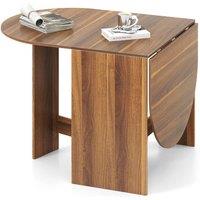VOGREX Wood Grain Extendable Round Drop Leaf Dining Table in Brown