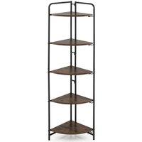 VOGREX 5-Tier Foldable Freestanding Corner Display Shelf in Brown