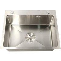VOGREX Undermount Square Deep Stainless Steel Kitchen Sink in Silver