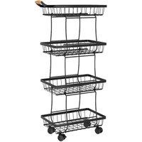 VOGREX Rolling Stackable Metal Wire Kitchen Storage Basket Rack in Black