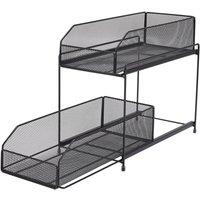 VOGREX Pull Out Under Sink Storage Organiser Rack with Baskets in Black