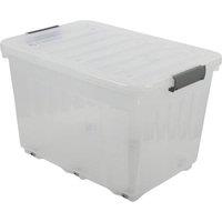 KORVIXA Single 72L Storage Boxes with Wheels in Clear | Size: 500mm