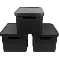 KORVIXA Black (Set of 3) 31L Storage Box with Lid | Size: 500mm
