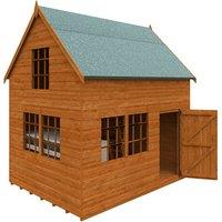 Buttercup Farm 8 x 6 Feet Country Cottage 12mm Shed - Solid Wood/Softwood/Pine in Burnt Orange