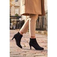 Down To Earth Women's Suede Kitten Heel Ankle Boots in Black | Size: 3