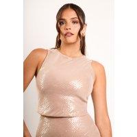 Jaded Rose Women's Lili Nude Liquid Sequin Cropped Tank Top | Size: 10
