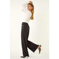 Roman Women's Button Pocket Full Length Trousers in Black | Size: 12