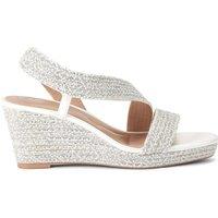Carvela Women's 'Gala Wedge Jewel 70' Fabric Sandals in White | Size: 4