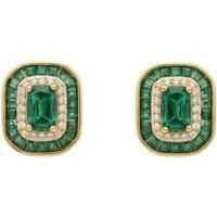 Latelita Women's Great Gatsby Stud Earrings Emerald Gold in Green