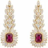 Latelita Women's Countess Gemstone Drop Earrings Ruby Gold in Red