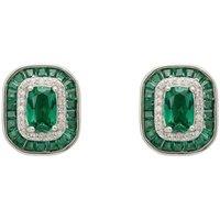 Latelita Women's Great Gatsby Stud Earrings Emerald Silver in Green