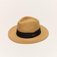 Liquorish Women's Classic Panama Straw Fedora Hat in Light Brown | Size: Large/XL