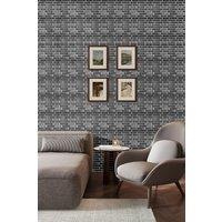 Living and Home 10Pcs Self-Adhesive 3D Dark Grey UV Coated Wall Tile Stickers Subway Tiles