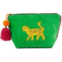 Tache Cheetah Make UP Bag - Green/Yellow in Pink