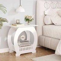 EONLION Small 2-Tier White Bedside Table Side End Table with Shelf