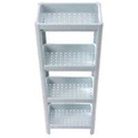 EONLION Blue 4-Tier Plastic Storage Shelves Kitchen Organiser Rack in Light Grey