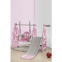 Living and Home 3 in 1 Children Swing and Slide Set Toddler Climber Playset in Pink