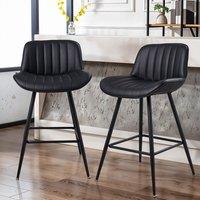 Living and Home PU Leather Upholstered Bar Stools for 2 in Black