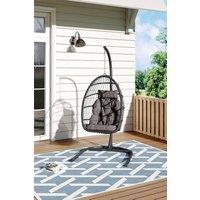 Garden Sanctuary Outdoor Hanging Egg-Shaped Chair in Black