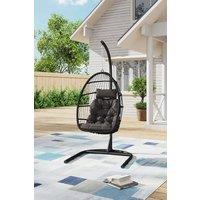 Living and Home Outdoor Hanging Egg-Shaped Chair in Black | Size: A