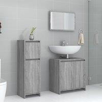 Berkfield Home 3 Piece Bathroom Furniture Set Grey Sonoma Engineered Wood