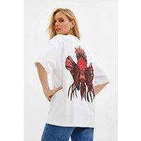 Janara Jones Unisex Off-White Oversized Uncle Choi Print Cotton T-shirt in White