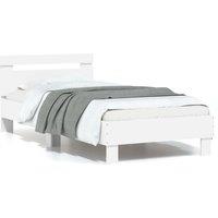 Berkfield Home Bed Frame without Mattress with LED Lights White 75x190 cm Small Single