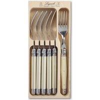 Laguiole 6 Piece Dinner Fork Set in Wooden Tray in Ivory