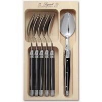 Laguiole 6 Piece Dinner Spoon Set in Wooden Tray in Black