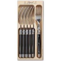 Laguiole 6 Piece Dinner Fork Set in Wooden Tray in Black