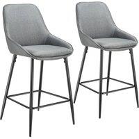 tectake Bar Stool Siera Woven Fabric Grey/Black Set Of 2