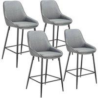 tectake Bar Stool Siera Woven Fabric Grey/Black Set Of 4