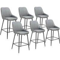 tectake Bar Stool Siera Woven Fabric Grey/Black Set Of 6