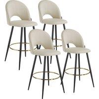 tectake Bar Stool Rachel Cream/Black Set Of 4