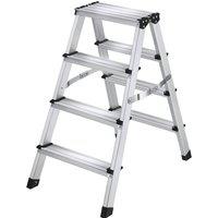 tectake Double-Sided Aluminum Step Ladder, Foldable, Non-Slip in Silver