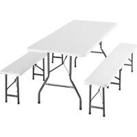 tectake Camping Table Set Panja Foldable, Weatherproof, Seats 8 in White | Size: 4 Person