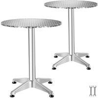 tectake Aluminum Bistro Table Viktor 60 Cm, Foldable, Height-Adjustable Vikt in Silver | Size: 4 Person