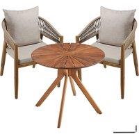 tectake 3-Piece Garden Set in Light Sand | Size: 2 Seater
