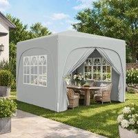 STILVORA Pop-Up Gazebo 3 x 3 m with Windows & Adjustable Height in Grey