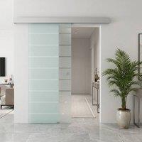 STILVORA Sliding Glass Door 90 cm with Stripe Design in Clear
